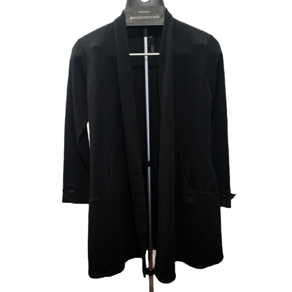 Nic+Zoe Black Casual Open Front Duster Car… - Picture 2 of 7